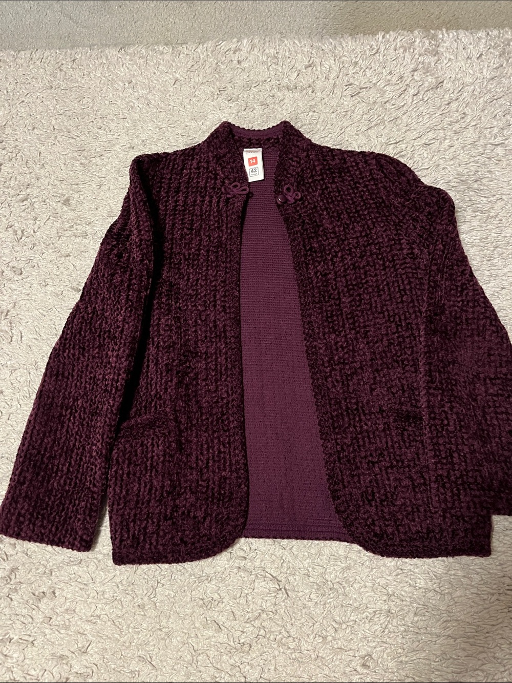 Chunky Knit Women's Cardigan Sweater - Plum